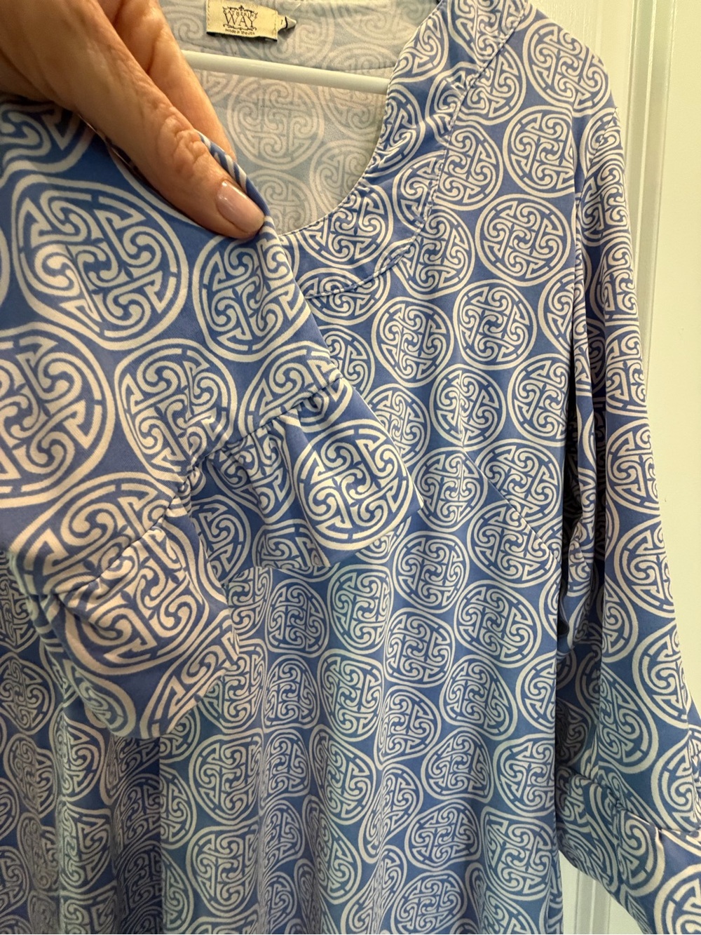 Katherine Way Blue & White Printed Midi Dress L - Picture 2 of 6